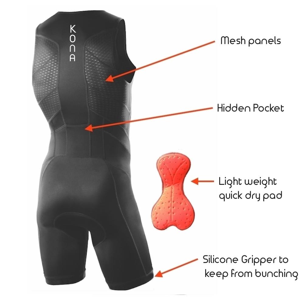 Men’s Triathlon Race Suit - Black, From Kona Triathlon Apparel - Urban Cycling Apparel